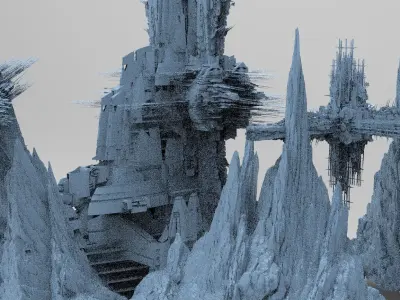Ancient Ship Cliff Ruins 2 Kitbash 3D model