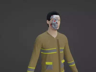 Cyber Worker - Robot Man Low-poly 3D model