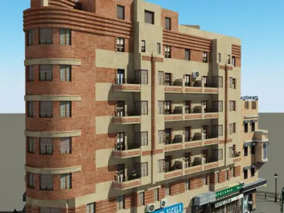 Building apartment in city Low-poly 3D model