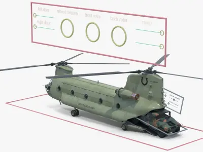  Loading Humvee in CH47 Chinook Helicopter Rigged 