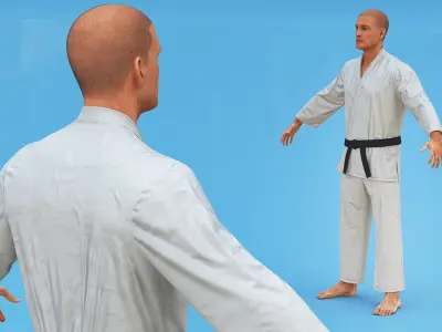  Martial Artist in Karate Gi with Fur 