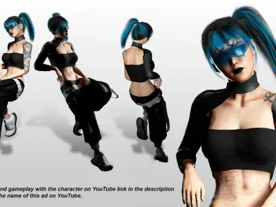 Nova X Stylized Sci Fi Cyberpunk Girl Character Low-poly 3D model