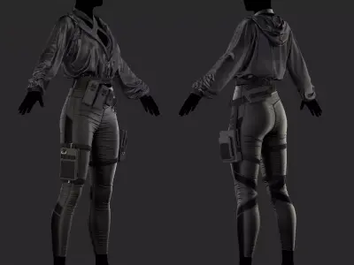 FAMALE OUTFIT Marvelous Designer project and OBJ 3D model