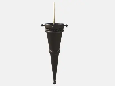 Medieval Torch Low-poly 3D model 6