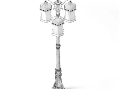 Triple Park Lantern 3D Model 3D model