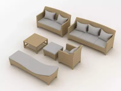 Dedon Barcelona Furniture Set 3D model