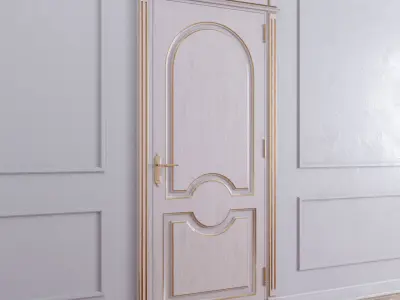 Classic door with gold lines on the edges 3D model
