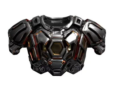 SciFi Cybernetic Armor Chest Piece Low-poly 3D model