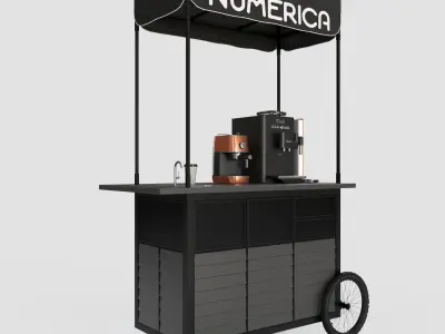 COFFE STAND 001 Low-poly 3D model