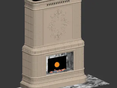 Classic fireplace with tiles 3D model
