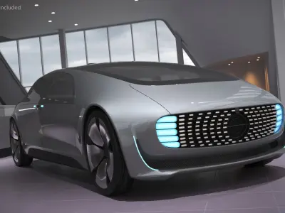  Futuristic Self Driving Concept Car Silver Rigged 