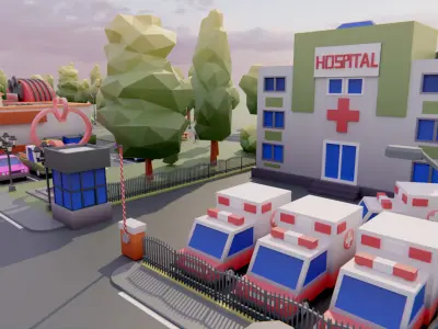Low Poly Town Asset Pack Low-poly 3D model