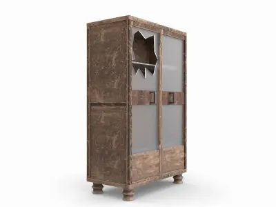 Showcase wooden cabinet with glass doors 3D model