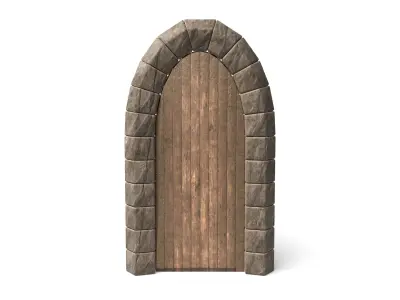 Small Medieval Wooden Door Low-poly 3D model