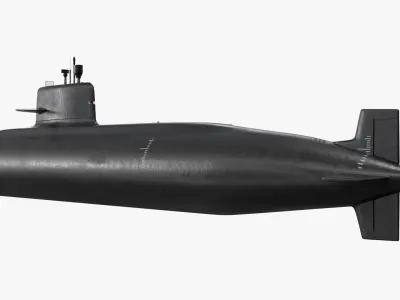  Modern Diesel-Electric Submarine Black Rigged for Cinema 4D 
