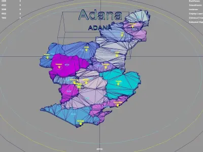 Adana  Mediterranean Region  Turkey map region geography 3D model