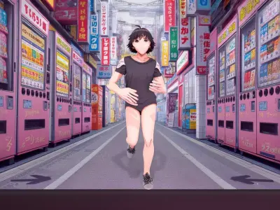 Tokyo Street Character in Pastel Style Low-poly 3D model