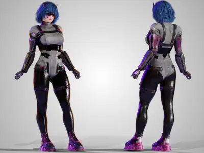 Sci-fi Girl - Luna - GameReady Low-poly 3D model