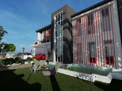 52x23 -16x7 Metre House Plan 1196 sqft 3D Model 3D model