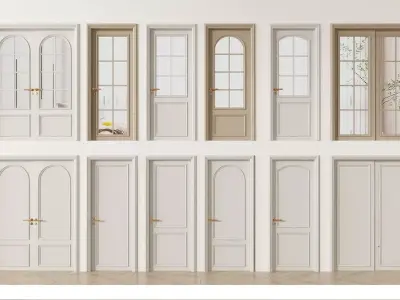 Door Wooden-Door Glass-Door  3D model