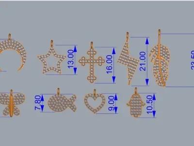 moon star heart fish butterfly cross crescent 3D print model