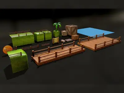 Green Pack Low-poly 3D model