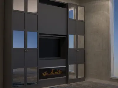 Wardrobe With TV  3D model