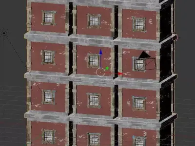 Buildings brick building with windows Free low-poly 3D model