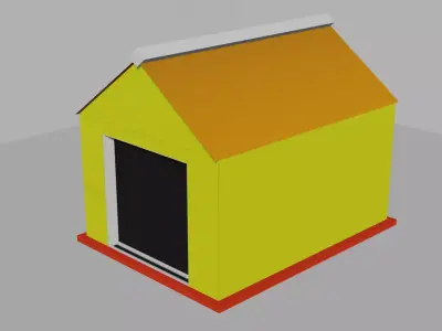 House dog with roof Low-poly 3D model