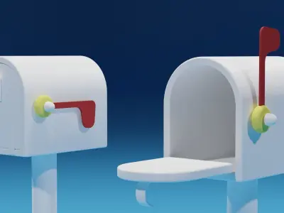 Lovely Cartoon Mailbox Low-poly 3D model