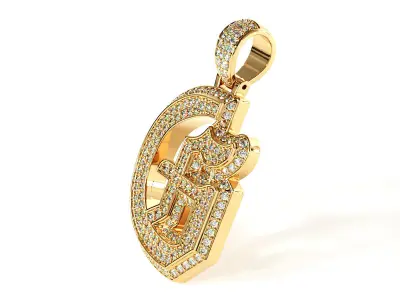 Tattoo fonts G alphabet pendent 3D print model