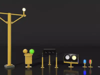 Airport Lighting PRO Pack Low-poly 3D model