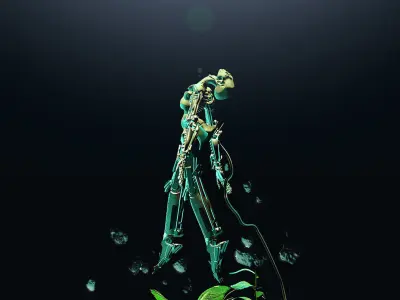 Sci-Fi Alien with Robotic Limbs 3D model