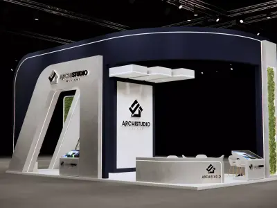 Booth Exhibition Stand Stall 12m x 6m render ready 3D model  3D model