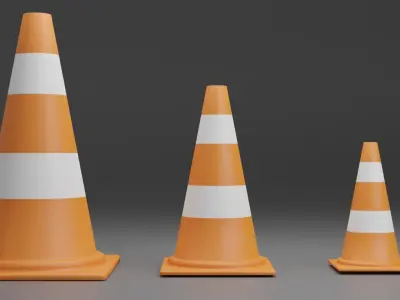 Traffic Cones Low-Poly Free low-poly 3D model