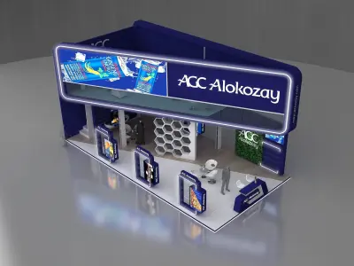 Exhibition stand 3D model 12x6 mtr 3 sides Mezzanine Stand 3D model