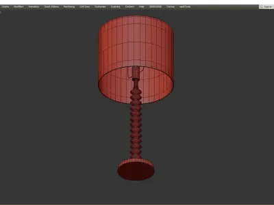 Parisa Aluminum Pagoda Cotton Shade Table Lamp Low-poly 3D model