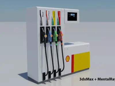 Fuel Dispenser Shell Brand 3D model