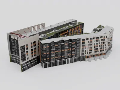 City Club Modern Apartments Building CBD Detroit  3D model