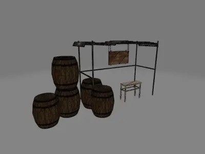 Old ancient rest place low-poly game asset Low-poly 3D model