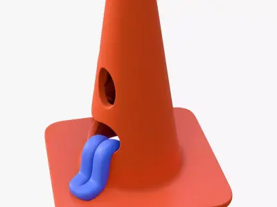 Cartoon Wasted Traffic Cone M1 3D model
