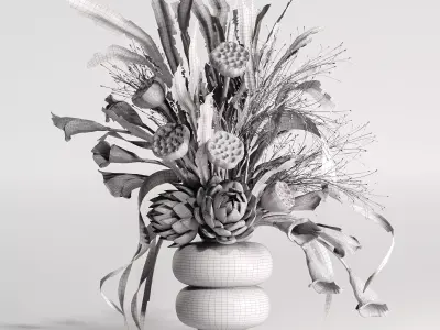  Lotus and Artichoke Dried Set47 3D model