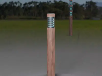 Light Column made of wood 16 - Low-Poly Street-Light Set-9 Low-poly 3D model