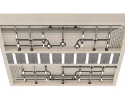 ceiling with pipe light 3D model