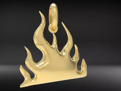 Fire Flame Charm Flamming Necklace Pendant Jewelry 3D print model