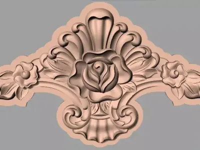 Furniture decorative flower 3D STL model  for CNC carving E042 3D model