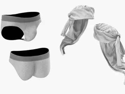  Man Wearing Omani Thobe with Keffiyeh White Fur for Cinema 4D 