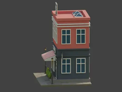 Bank Building Low-poly 3D model purchase