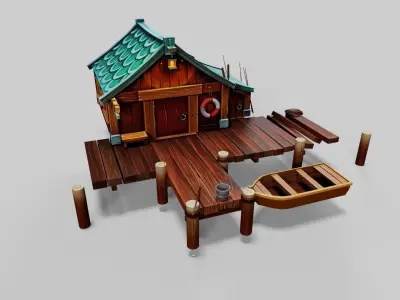Wooden Hut Low-poly 3D model purchase