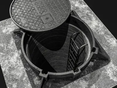 Manhole and Ground Tunnel Low-poly 3D model